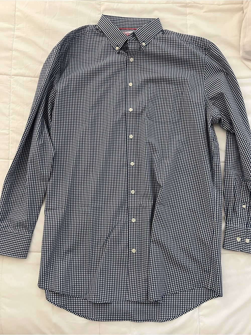 Chickfila Men's Navy & White Micro Gingham Button-Down Shirt